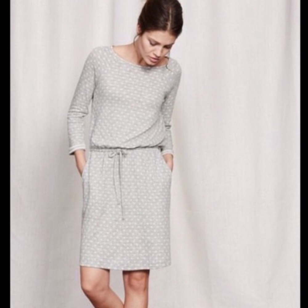 BODEN | Stripe on Spot Gray Belted Dress Sz Medium